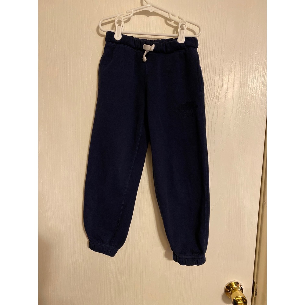 Roots Kids Navy Blue Fleece Sweatpants Joggers Embroidered Logo Size 6